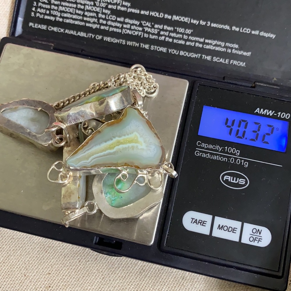 🖤RARE COLOR💕agate silver necklace - Picture 13 of 15